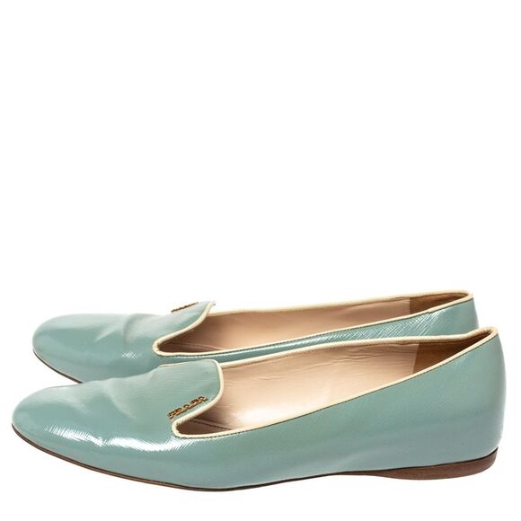 Prada Blue Patent Saffiano Leather Smoking Slippers Size 38.5 - Picture 4 of 4